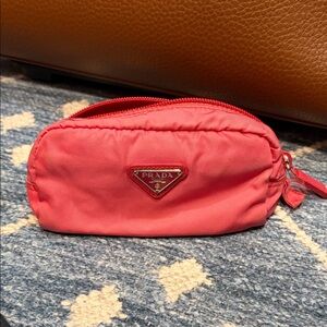 Prada Coral Nylon Makeup Bag
